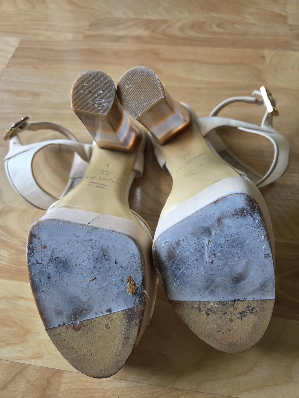 Rachel Zoe Cream-Beige Platform Ankle Strap Sandals